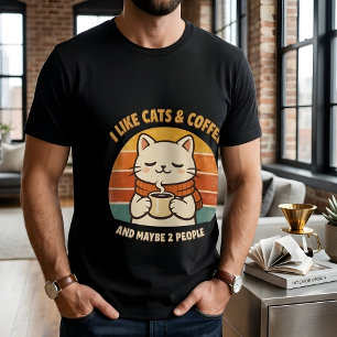 Grappige Introverte Kat Ik Hou Van Katten & Koffie T-shirt