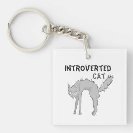 Grappige introverte kat sleutelhanger | cadeau voo