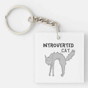 Grappige introverte kat sleutelhanger cadeau voo