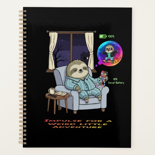 Grappige Introverte Luiaard Lage Sociale Batterij  Planner (Voorkant)