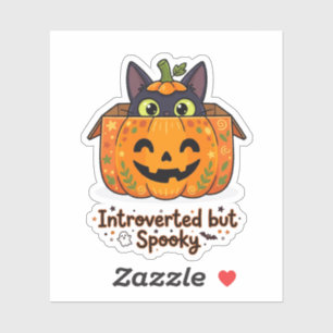 Grappige Introverte maar Spookachtige Zwarte Kat P Sticker
