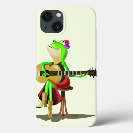 Grappige iPhone Case met Kikker Spelen Gitaar (Achterkant)