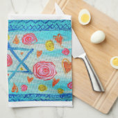 Grappige Israëlische vlag handdoek met bloemen en  (Quarter Fold)