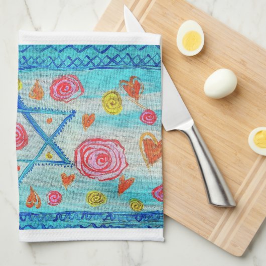 Grappige Israëlische vlag handdoek met bloemen en  (Quarter Fold)