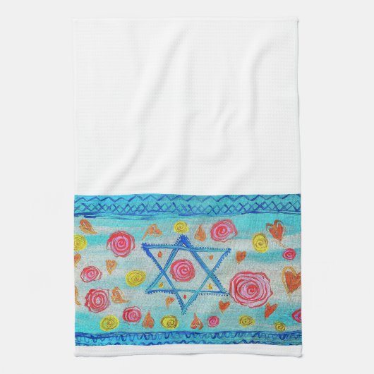 Grappige Israëlische vlag handdoek met bloemen en (Verticaal)