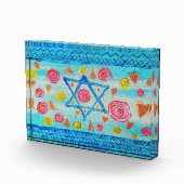 Grappige Israëlische vlag met bloemen en harten Fotoblokken (Rechts)