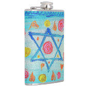 Grappige Israëlische vlag met bloemen en harten Heupfles (Rechts)