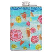 Grappige Israëlische vlag met bloemen en harten Heupfles (Achterkant)