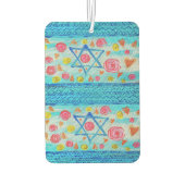 Grappige Israëlische vlag met bloemen en harten Luchtverfrisser (Achterkant)