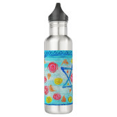 Grappige Israëlische vlag met bloemen en harten Waterfles (Links)