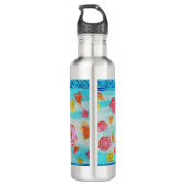 Grappige Israëlische vlag met bloemen en harten Waterfles (Achterkant)