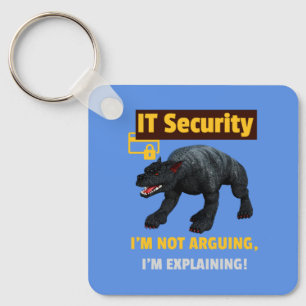 Grappige IT-beveiliging Legt technische humor uit Sleutelhanger