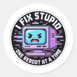 Grappige IT-ondersteuningssticker - Ik repareer do Ronde Sticker