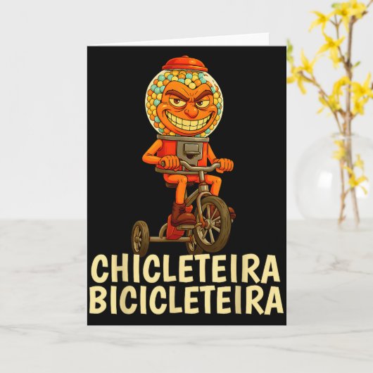 Grappige Italiaanse Brainrot Kids Meme Chicleteira Kaart (Gele Bloem)