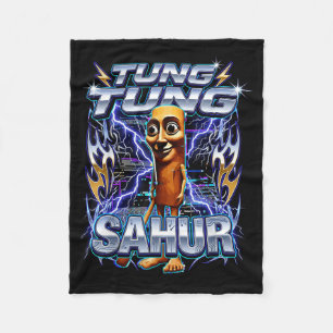 Grappige Italiaanse Brainrot Tung Tung Tung Sahur  Fleece Deken