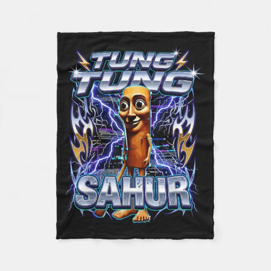 Grappige Italiaanse Brainrot Tung Tung Tung Sahur  Fleece Deken (Voorkant)