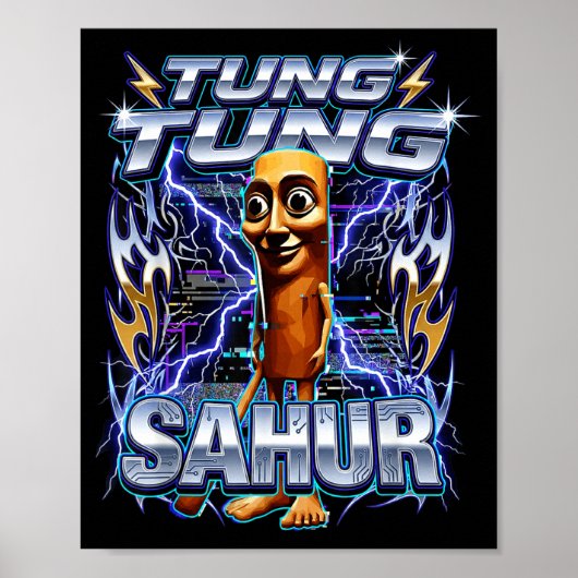 Grappige Italiaanse Brainrot Tung Tung Tung Sahur Poster (Voorkant)