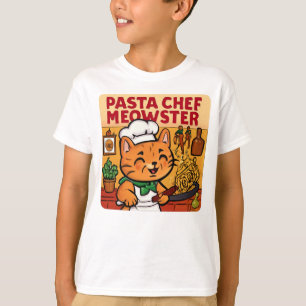 Grappige Italiaanse chef-kok kat koken pasta T-shirt