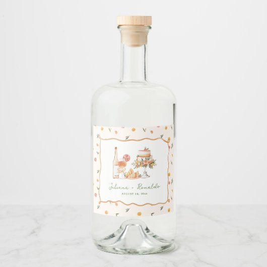 Grappige Italiaanse citrus bruiloft Likeurfles Etiket (Voorkant)