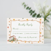 Grappige Italiaanse citrus bruiloft RSVP Kaartje (Staand voorkant)