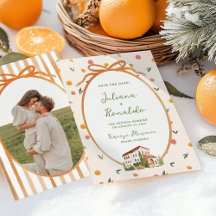 Grappige Italiaanse citrus bruiloft Save the Date