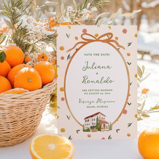 Grappige Italiaanse citrus bruiloft Save the Date Kaart