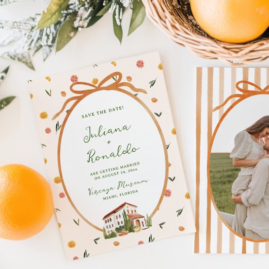 Grappige Italiaanse citrus bruiloft Save the Date Kaart