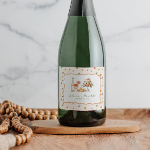 Grappige Italiaanse citrus bruiloft Sparkling Wijnetiket