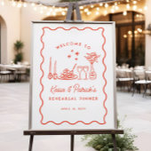 Grappige Italiaanse Doodle Repetitie Dinner Sign Poster