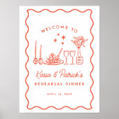 Grappige Italiaanse Doodle Repetitie Dinner Sign Poster (Voorkant)