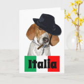 Grappige Italiaanse gangster Charley Dog Kaart (Gele Bloem)