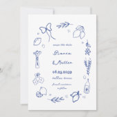 Grappige Italiaanse Hand getrokken citroenen Lijst Save The Date (Voorkant)