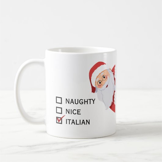 Grappige Italiaanse Kerstmis aanpasbaar Koffiemok (Links)