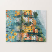 Grappige Italiaanse Lakeside Village Art Legpuzzel (Horizontaal)