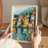Grappige Italiaanse Lakeside Village Art Print