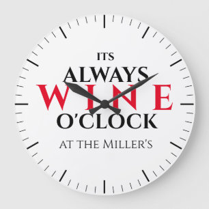 Grappige "It's Wine O'Clock" bar wandklok - modern