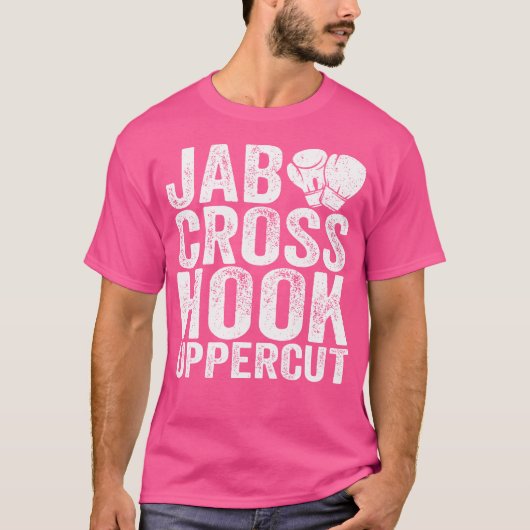 Grappige Jab Cross Hook Uppercut Boxer Workout Kic T-shirt (Voorkant)