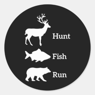 Grappige jacht vissen jagen vis rennen beer cadeau ronde sticker
