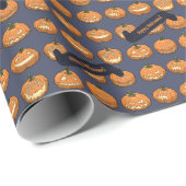 Grappige Jack O Lantern Gelukkig Halloween! Pompoe Cadeaupapier (Rol Hoek)