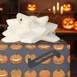 Grappige Jack O Lantern Gelukkig Halloween! Pompoe Cadeaupapier