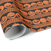 Grappige Jack O Lanterns Halloween Pompoen Patroon Cadeaupapier (Rol Hoek)