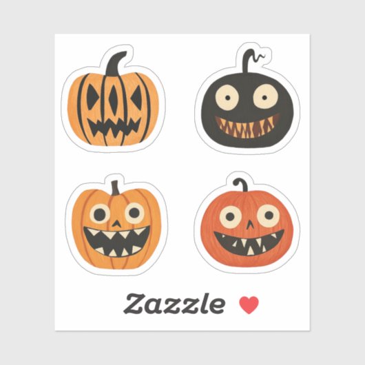 Grappige Jack-o-lanterns Halloween Pompoenen Sticker (Vel)