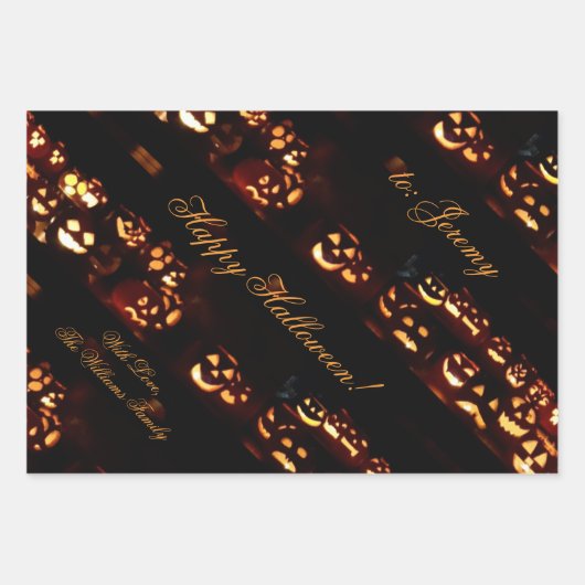 Grappige Jack o'Lantern pompoenen Happy Halloween Inpakpapier Vel (Voorkant 2)