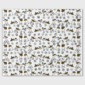 Grappige Jack Russell Terrier Cartoon Cadeaupapier (Vlak)