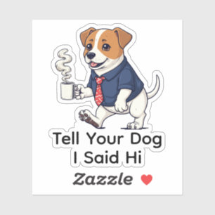 Grappige Jack Russell Terrier Zakelijke Pak Koffie Sticker