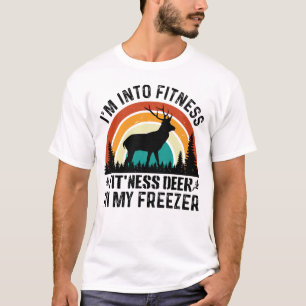 Grappige jager ik ben in fitness herten in mijn vr t-shirt