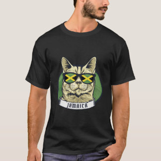 Grappige Jamaicaanse kat met zonnebril Jamaica vla T-shirt