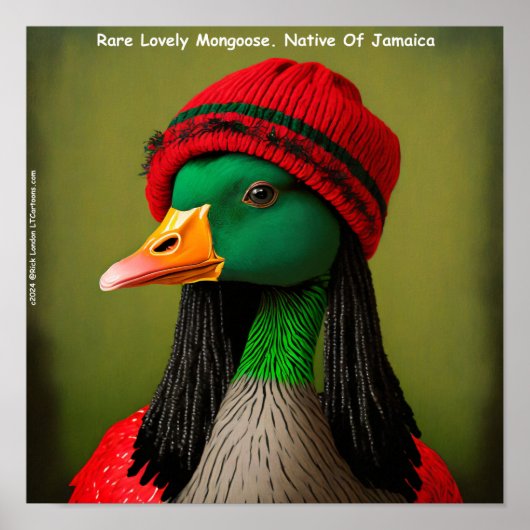 Grappige Jamaicaanse Mangoest Reggae Gans Poster (Voorkant)