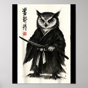 Grappige Japanse anime manga stijl samoerai krijge Poster