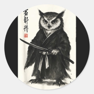 Grappige Japanse anime manga stijl samoerai krijge Ronde Sticker